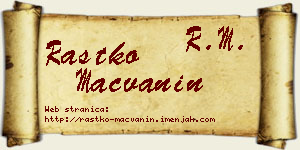 Rastko Mačvanin vizit kartica